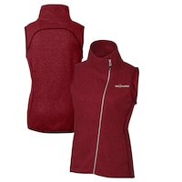 Women's Cutter & Buck Heather Red THE PLAYERS Mainsail Sweater-Knit Full-Zip Asymmetrical Vest