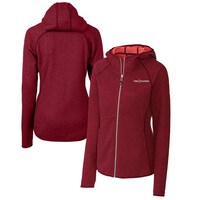 Women's Cutter & Buck Heather Red THE PLAYERS Mainsail Sweater-Knit Full-Zip Hoodie