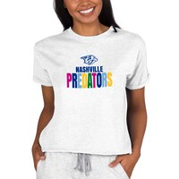 Women's Concepts Sport Oatmeal Nashville Predators Tri-Blend Mainstream Terry Short Sleeve Sweatshirt Top