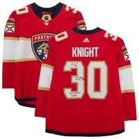 Spencer Knight Florida Panthers Autographed Red Adidas Authentic Jersey with Multiple Inscriptions