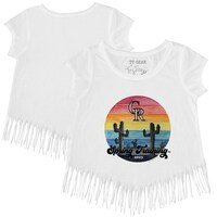 Girls Toddler Tiny Turnip White Colorado Rockies 2023 Spring Training Fringe T-Shirt