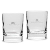 Lincoln Memorial Railsplitters 11.75oz. Two-Piece Luigi Bormioli Square Double Old Fashion Glasses Set