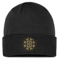 Men's Fanatics Branded  Black Boston Bruins Authentic Pro Road Metallic Cuffed Knit Hat