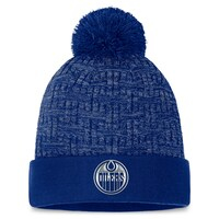 Women's Fanatics Branded  Blue Edmonton Oilers Authentic Pro Road Cuffed Knit Hat with Pom