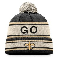 Men's Fanatics Branded  Black New Orleans Saints  Heritage Cuffed Knit Hat with Pom