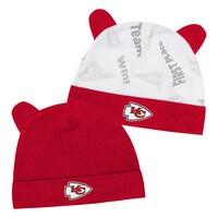 Infant Red/White Kansas City Chiefs Baby Bear Cuffed Knit Hat Set