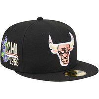 Men's New Era Black Chicago Bulls Floral Side 59FIFTY Fitted Hat