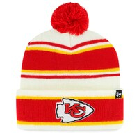 Youth '47 White Kansas City Chiefs Stripling Cuffed Knit Hat with Pom