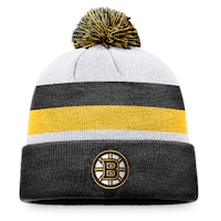 Men's Fanatics Branded Black/Gold Boston Bruins Fundamental Cuffed Knit Hat with Pom