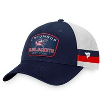 Men's Fanatics Branded Navy/White Columbus Blue Jackets Fundamental Striped Trucker Adjustable Hat