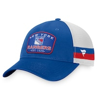 Men's Fanatics Branded Blue/White New York Rangers Fundamental Striped Trucker Adjustable Hat