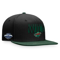 Men's Fanatics Branded Black/Green Minnesota Wild Fundamental Colorblocked Snapback Hat