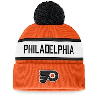 Men's Fanatics Branded Orange Philadelphia Flyers Fundamental Wordmark Cuffed Knit Hat with Pom