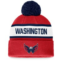 Men's Fanatics Branded Red Washington Capitals Fundamental Wordmark Cuffed Knit Hat with Pom
