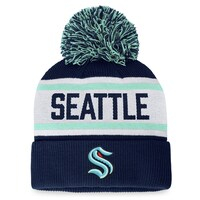Women's Fanatics Branded Deep Sea Blue Seattle Kraken Fundamental Cuffed Knit Hat with Pom