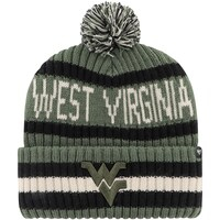 Men's '47 Green West Virginia Mountaineers OHT Military Appreciation Bering Cuffed Knit Hat with Pom