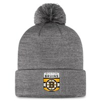 Men's Fanatics Branded  Gray Boston Bruins Authentic Pro Home Ice Cuffed Knit Hat with Pom
