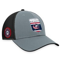 Men's Fanatics Branded  Gray/Black Columbus Blue Jackets Authentic Pro Home Ice Trucker Adjustable Hat