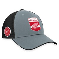 Men's Fanatics Branded  Gray/Black Detroit Red Wings Authentic Pro Home Ice Trucker Adjustable Hat