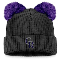 Women's Fanatics Branded Black/Purple Colorado Rockies Double Pom Cuffed Knit Hat