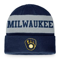 Men's Fanatics Branded Navy/Gray Milwaukee Brewers Wordmark Cuffed Knit Hat