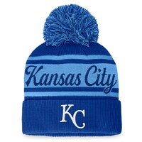 Women's Fanatics Branded Royal/Light Blue Kansas City Royals Script Cuffed Knit Hat with Pom