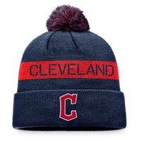 Men's Fanatics Branded Navy/Red Cleveland Guardians League Logo Cuffed Knit Hat with Pom