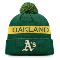 Men's Fanatics Branded Green/Gold Oakland Athletics League Logo Cuffed Knit Hat with Pom