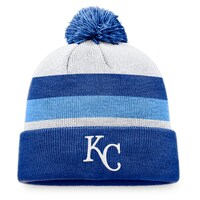 Men's Fanatics Branded Royal Kansas City Royals Stripe Cuffed Knit Hat with Pom