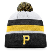 Men's Fanatics Branded Black Pittsburgh Pirates Stripe Cuffed Knit Hat with Pom