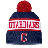 Men's Fanatics Branded Navy/White Cleveland Guardians Secondary Cuffed Knit Hat with Pom