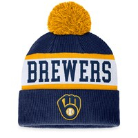 Men's Fanatics Branded Navy/White Milwaukee Brewers Secondary Cuffed Knit Hat with Pom
