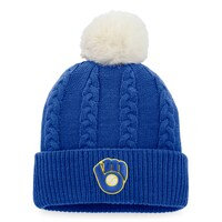 Women's Fanatics Branded Royal Milwaukee Brewers Cable Cuffed Knit Hat with Pom