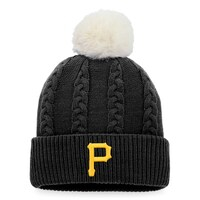 Women's Fanatics Branded Black Pittsburgh Pirates Cable Cuffed Knit Hat with Pom