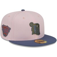 Men's New Era Pink/Blue Detroit Tigers  Olive Undervisor 59FIFTY Fitted Hat