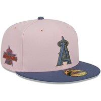 Men's New Era Pink/Blue Los Angeles Angels  Olive Undervisor 59FIFTY Fitted Hat