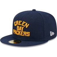 Men's New Era Navy Green Bay Packers Throwback Main 59FIFTY Fitted Hat