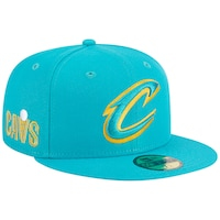 Men's New Era Turquoise Cleveland Cavaliers  Breeze Grilled Yellow Undervisor 59FIFTY Fitted Hat
