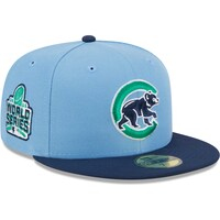 Men's New Era Light Blue/Navy Chicago Cubs Green Undervisor 59FIFTY Fitted Hat