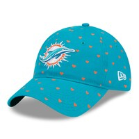 Girls Toddler Aqua Miami Dolphins Hearts 9TWENTY Adjustable Hat