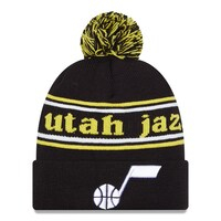 Men's New Era Black Utah Jazz Marquee Cuffed Knit Hat with Pom