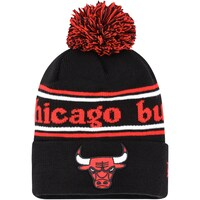 Youth New Era Black Chicago Bulls Marquee Cuffed Knit Hat with Pom