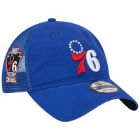 Men's New Era Royal Philadelphia 76ers Distinct Side Patch Trucker 9TWENTY Adjustable Hat