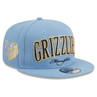 Men's New Era Light Blue Memphis Grizzlies Golden Tall Text 9FIFTY Snapback Hat