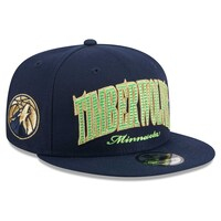 Men's New Era Navy Minnesota Timberwolves Golden Tall Text 9FIFTY Snapback Hat