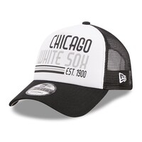 Men's New Era White/Black Chicago White Sox Stacked A-Frame Trucker 9FORTY Adjustable Hat