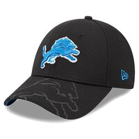 Men's New Era Black Detroit Lions Top Visor 9FORTY Adjustable Hat