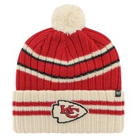 Men's '47  Red/Cream Kansas City Chiefs  No Huddle Cuffed Knit Hat with Pom