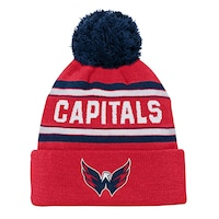 Youth Washington Capitals Red Jacquard Cuffed Knit Hat with Pom