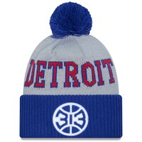 Men's New Era Blue/Gray Detroit Pistons Tip-Off Two-Tone Cuffed Knit Hat with Pom